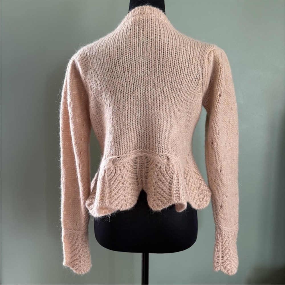 Farm Rio Ruffle Knit sand Cardigan size xs - Picture 4 of 6